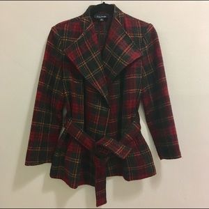 Evan Picone Plaid Wrap Coat